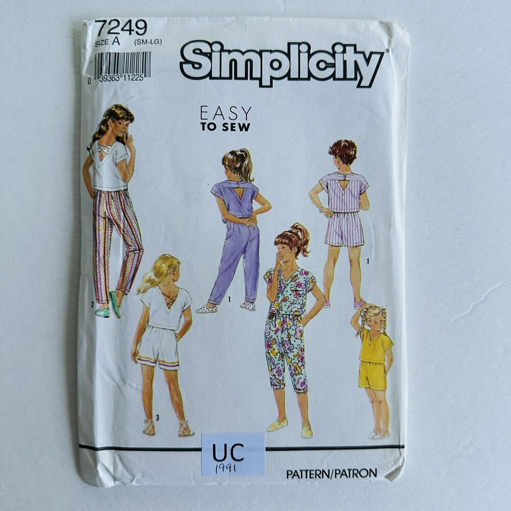 Simplicity Sewing Pattern Girls Top Pants Shorts Capris 7249 Size S-L UNCUT